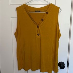 Button detailed mustard yellow tank